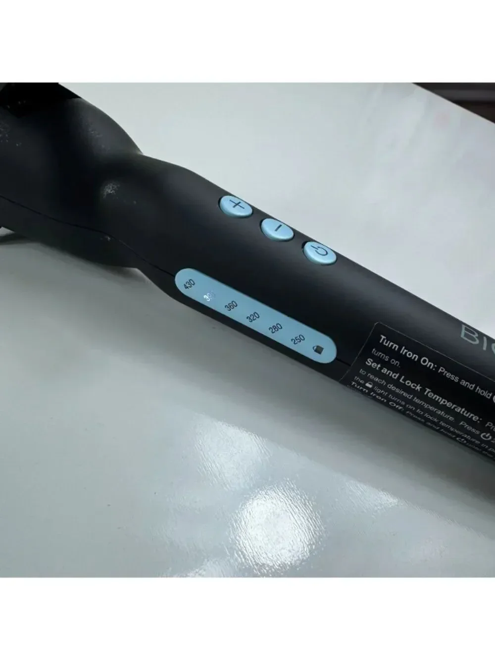BIO IONIC Long Barrel Curling Iron Styler 1.25-Inch Black Nanoionic Beachy Waves